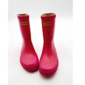 Hunter Kids First Classic Starloud Pink Glitter Rain Boots KFT5003RGT Size 11